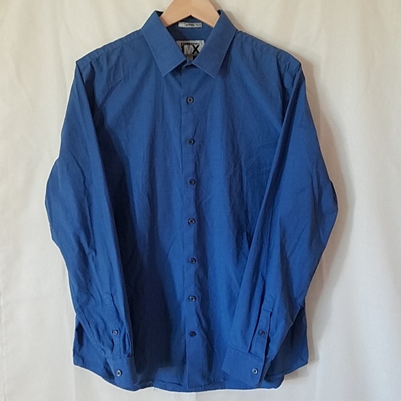 Express Mens 1MX Fitted Button Down Dress Shirt L - Picture 2 of 8